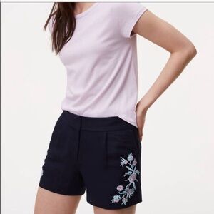 Loft Linen Shorts With Embroidery